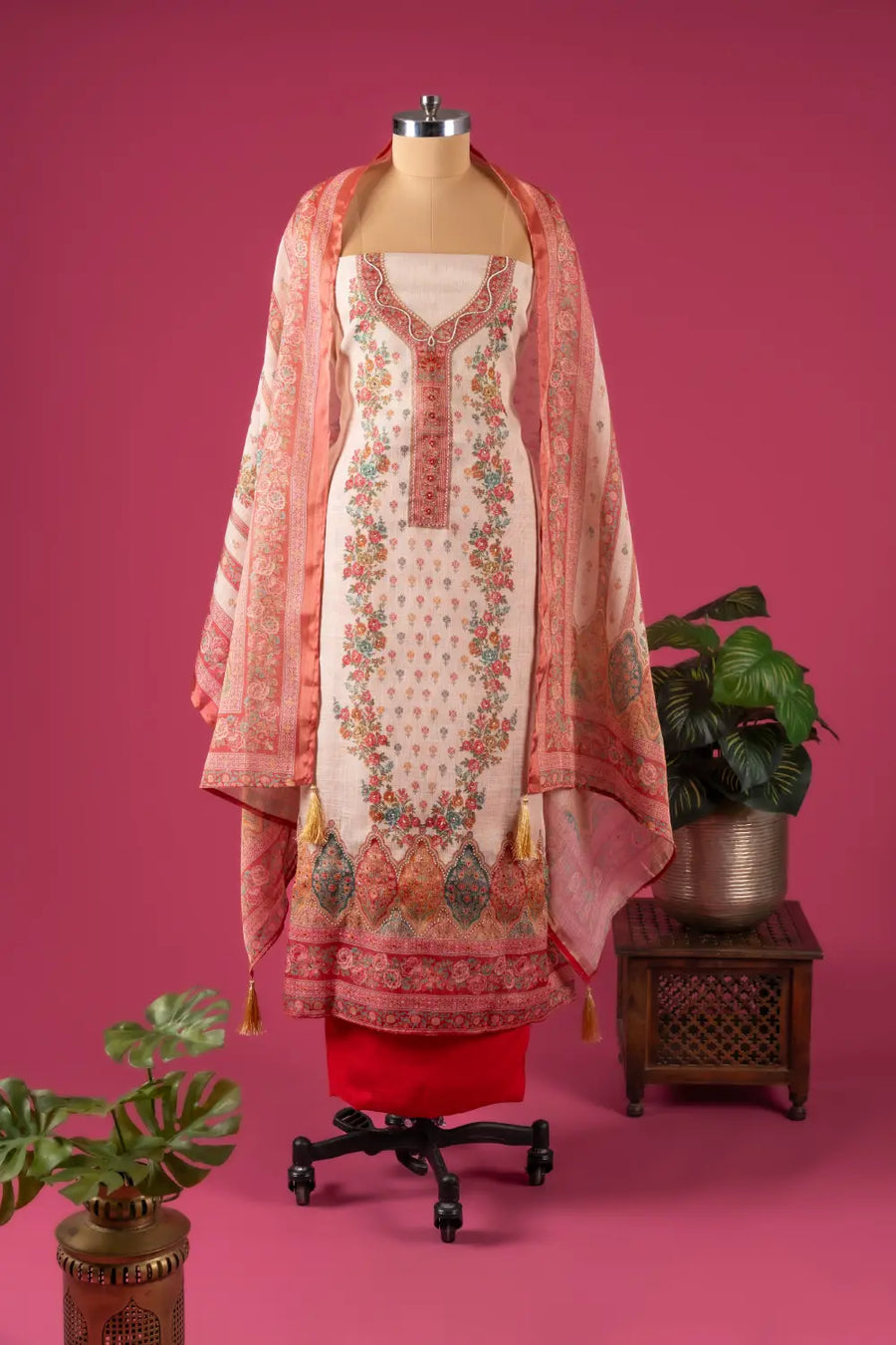 Cotton Linen Unstitched Suit