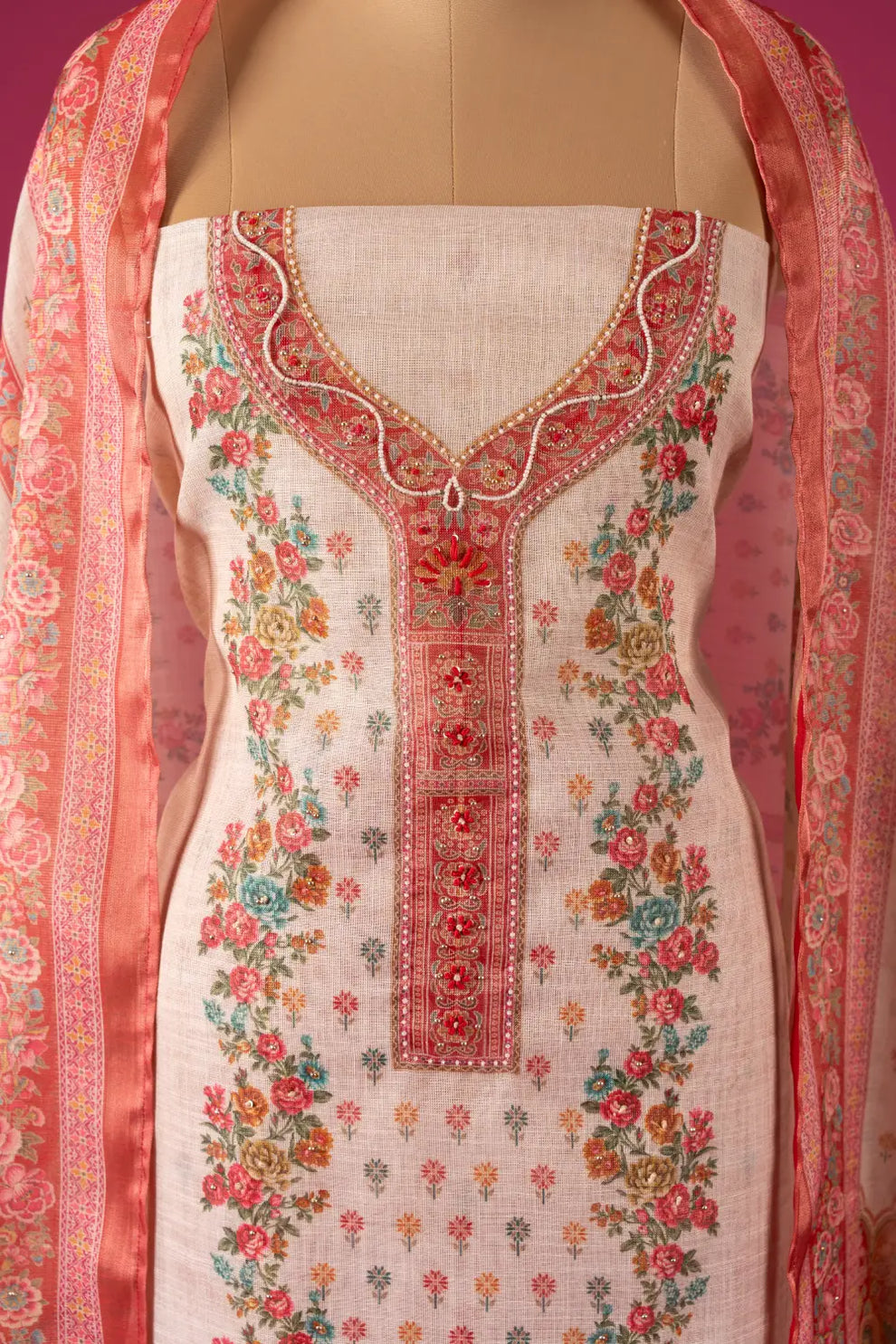 Cotton Linen Unstitched Suit