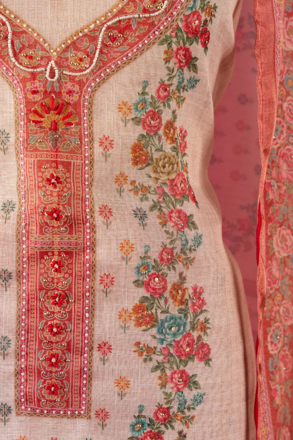Cotton Linen Unstitched Suit